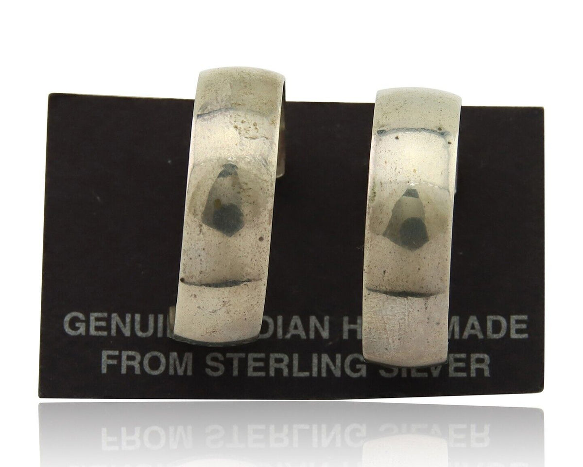 Navajo Earrings 925 Silver Hoop Dangle Native American Artist C.80's