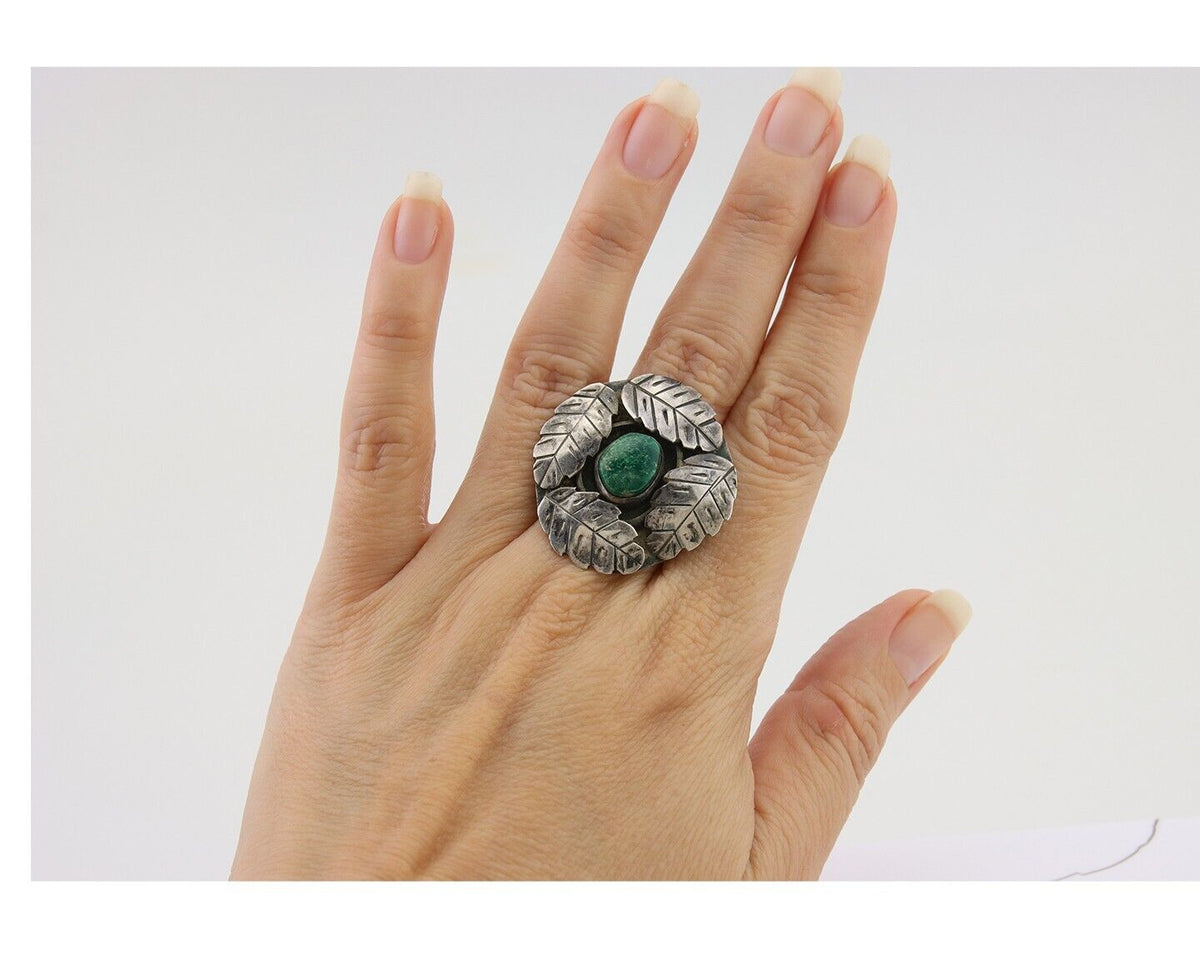 Vintage Navajo Handmade Ring 925 Silver Turquoise Native Artist Size 7.75
