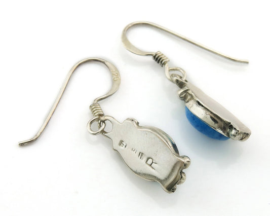 Navajo Dangle Earrings Sterling Silver Lapis Native American Artist