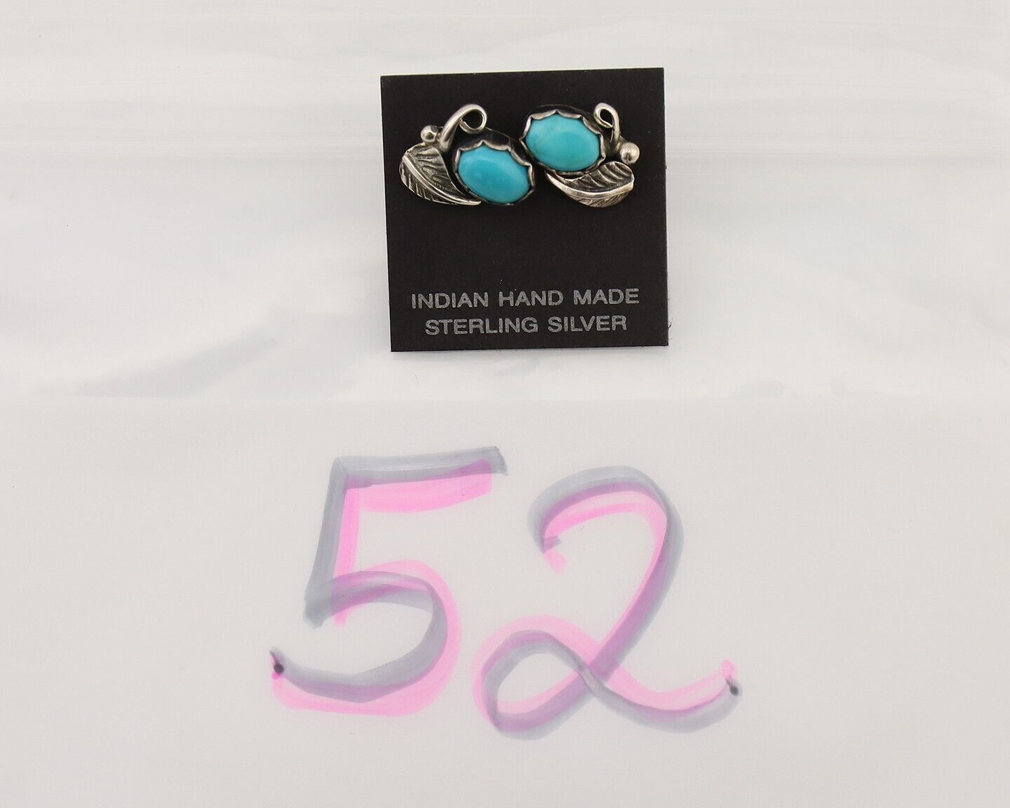 Navajo Handmade Earrings 925 Silver Natural Turquoise Native Artist C.80's