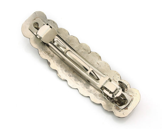 Vintage Navajo Barrette 925 Sterling Silver Hand Stamped Signed Livingston