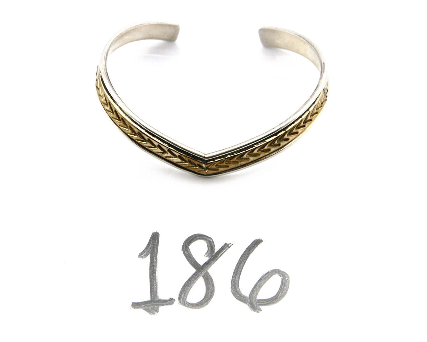 Navajo Bracelet .925 SOLID Silver & 12K Gold Plated Signed Artist RL C.80's