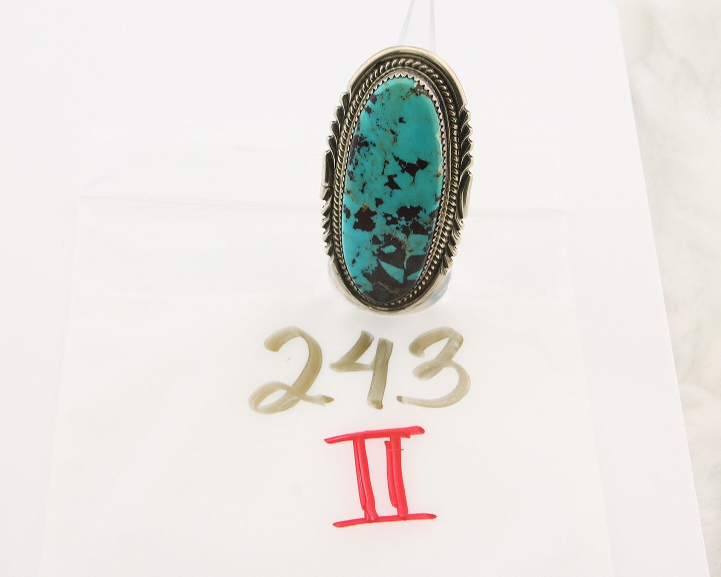 Navajo Ring 925 Sterling Turquoise Signed Begay C.80's Size 7.5