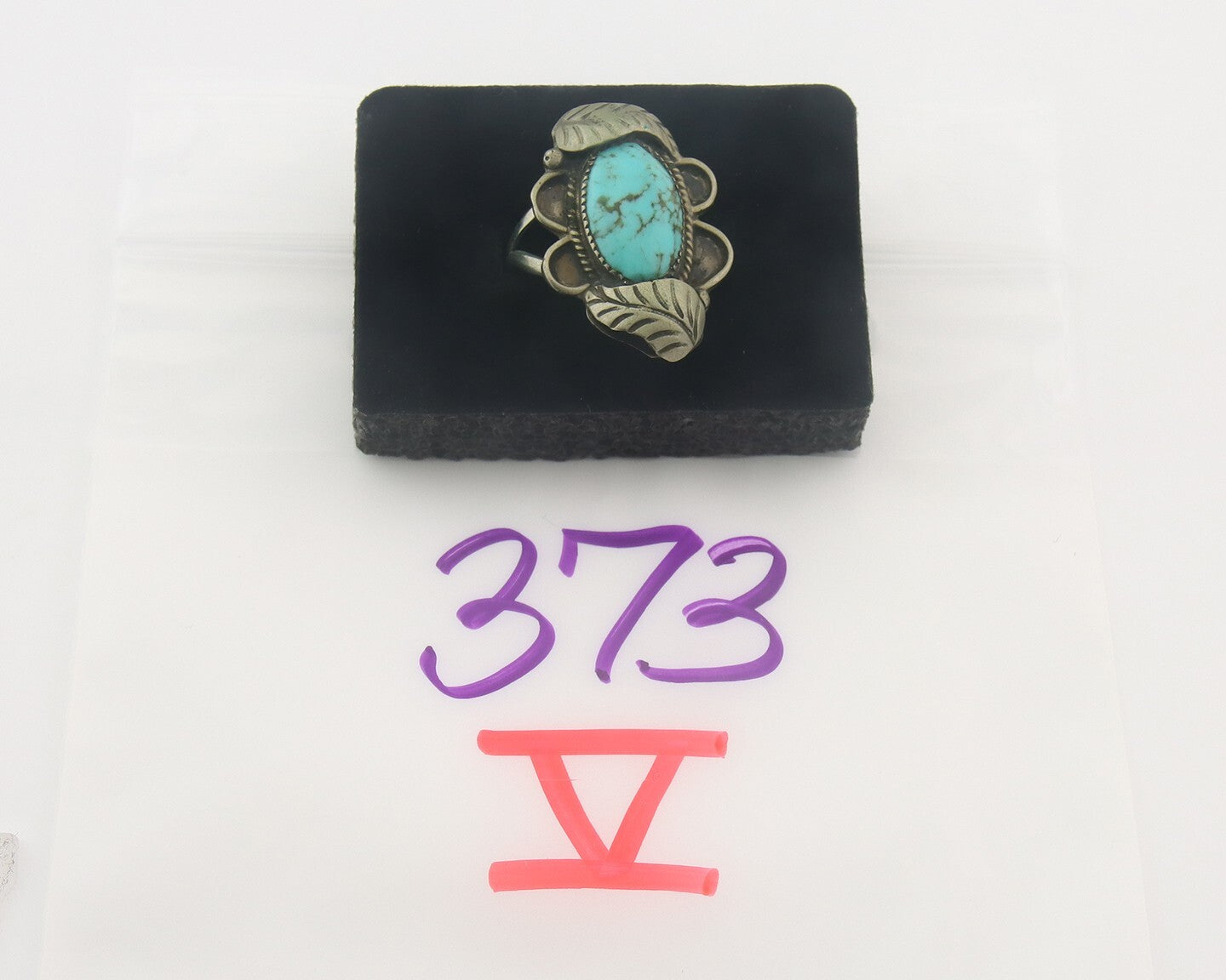 Vintage Navajo Ring 925 Sterling 999 Nickel Turquoise Signed Benny M Size 8.0