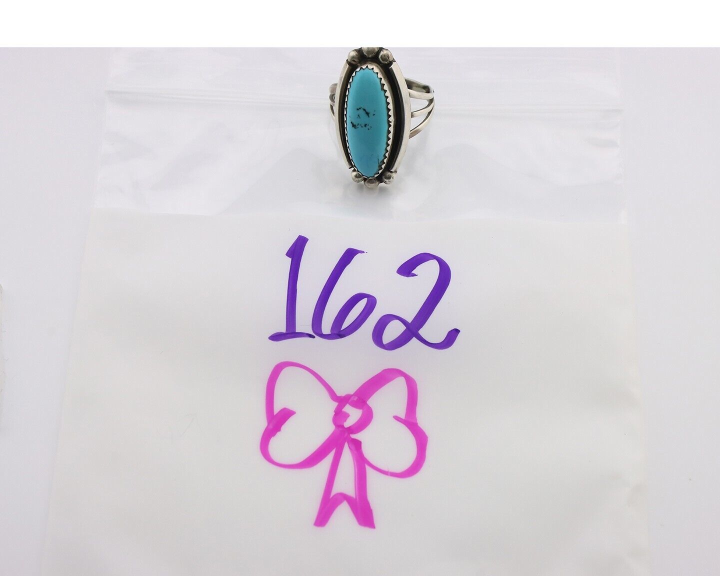 Navajo Ring .925 Silver Sleeping Beauty Turquoise Signed SkyStone Creations C80s