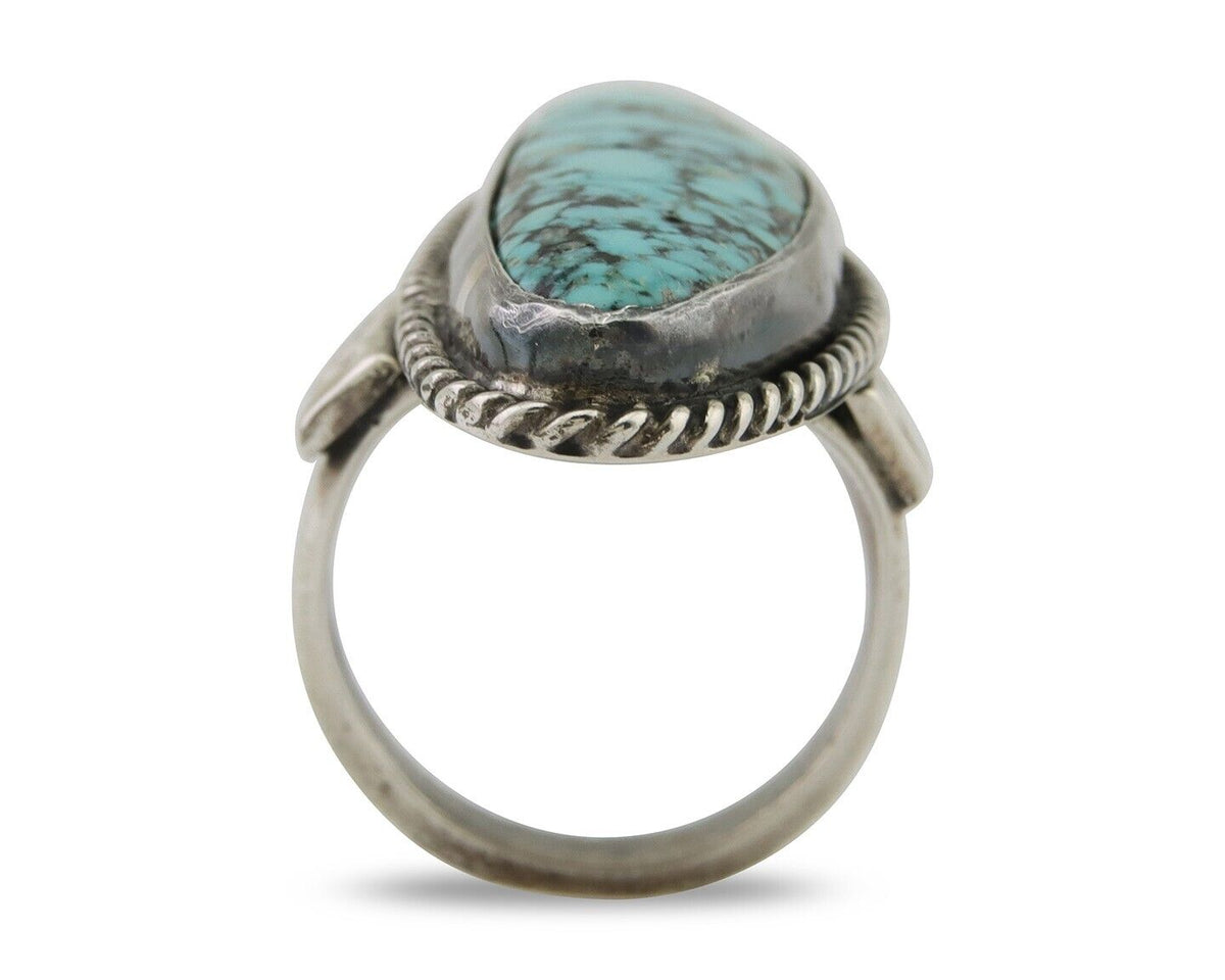 Navajo Ring 925 Silver Natural Blue Green Turquoise Fred Guerro C.80's