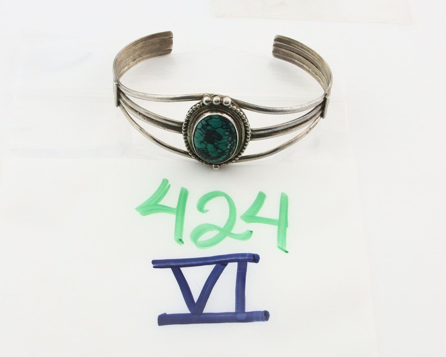 Vintage Navajo Bracelet 925 Silver Blue Turquoise Handmade