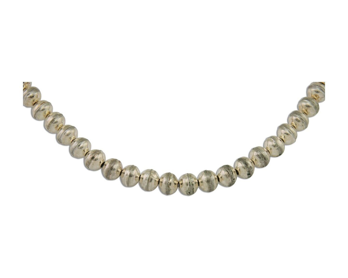 Navajo Bead Necklace 925 Silver Turquoise Native American Artist C.80's