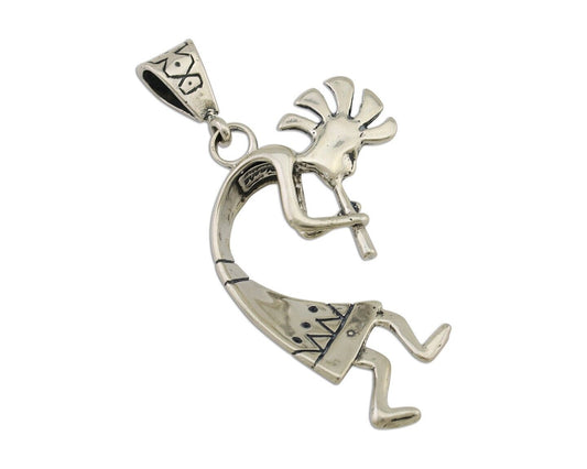 Navajo Kokopelli Pendant 925 Sterling Silver Artist Signed Masha C.80's