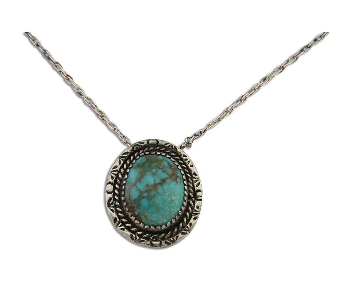 Navajo Necklace 925 Silver Natural Turquoise Native American Artist C.80's