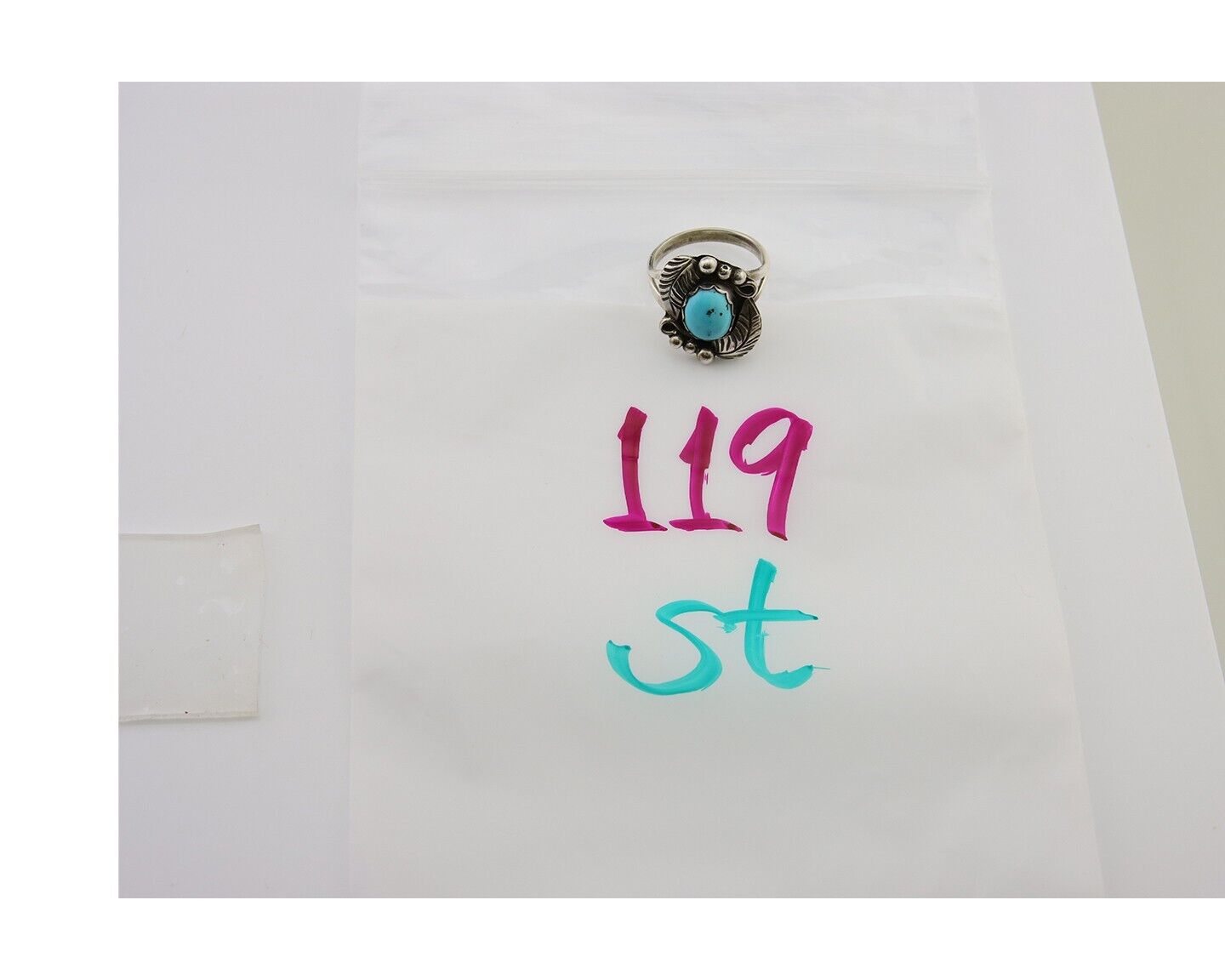 Navajo Ring 925 Sterling Silver Blue Turquoise Native American Artist C.80's