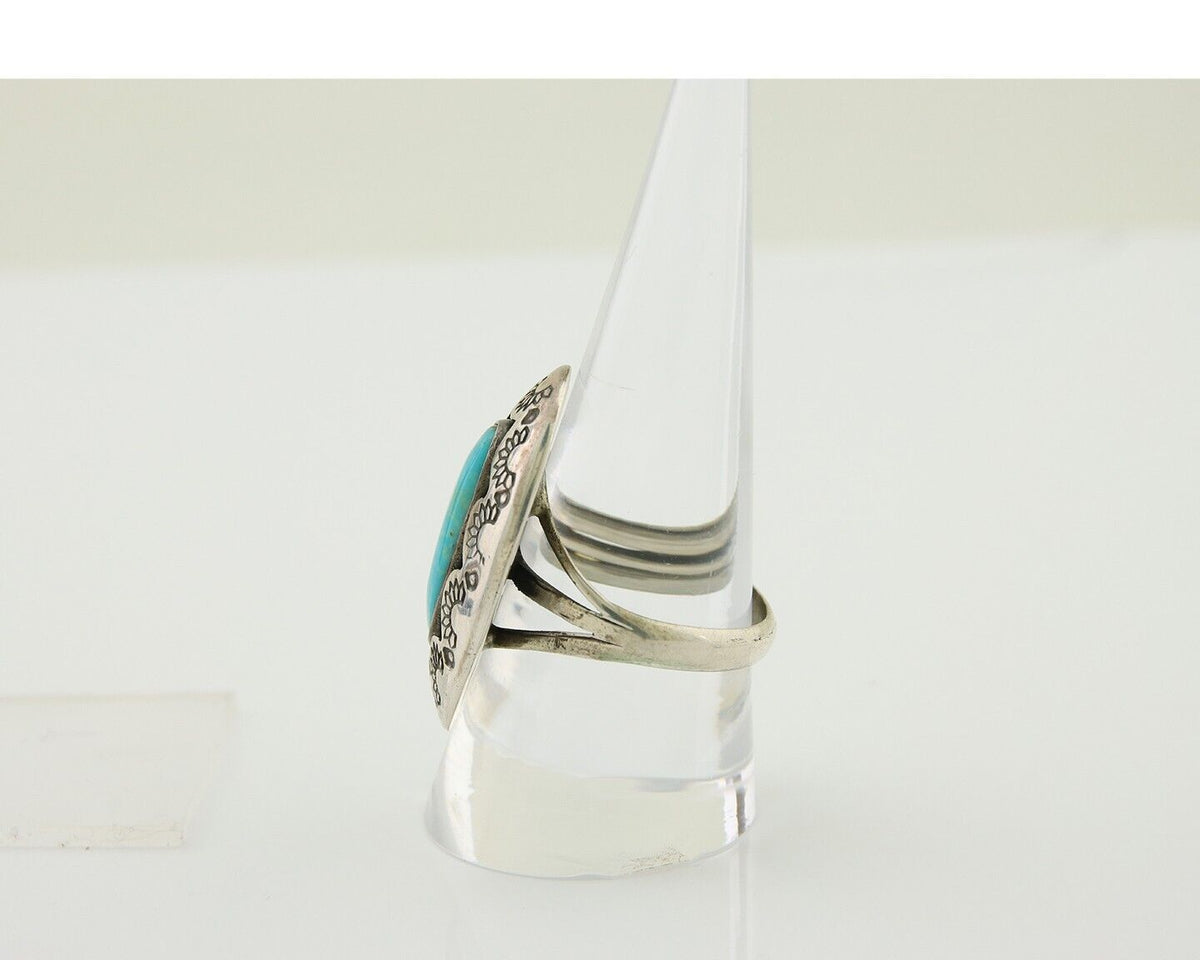 Navajo Handmade Ring 925 Silver Natural Arizona Turquoise Artist C.80's