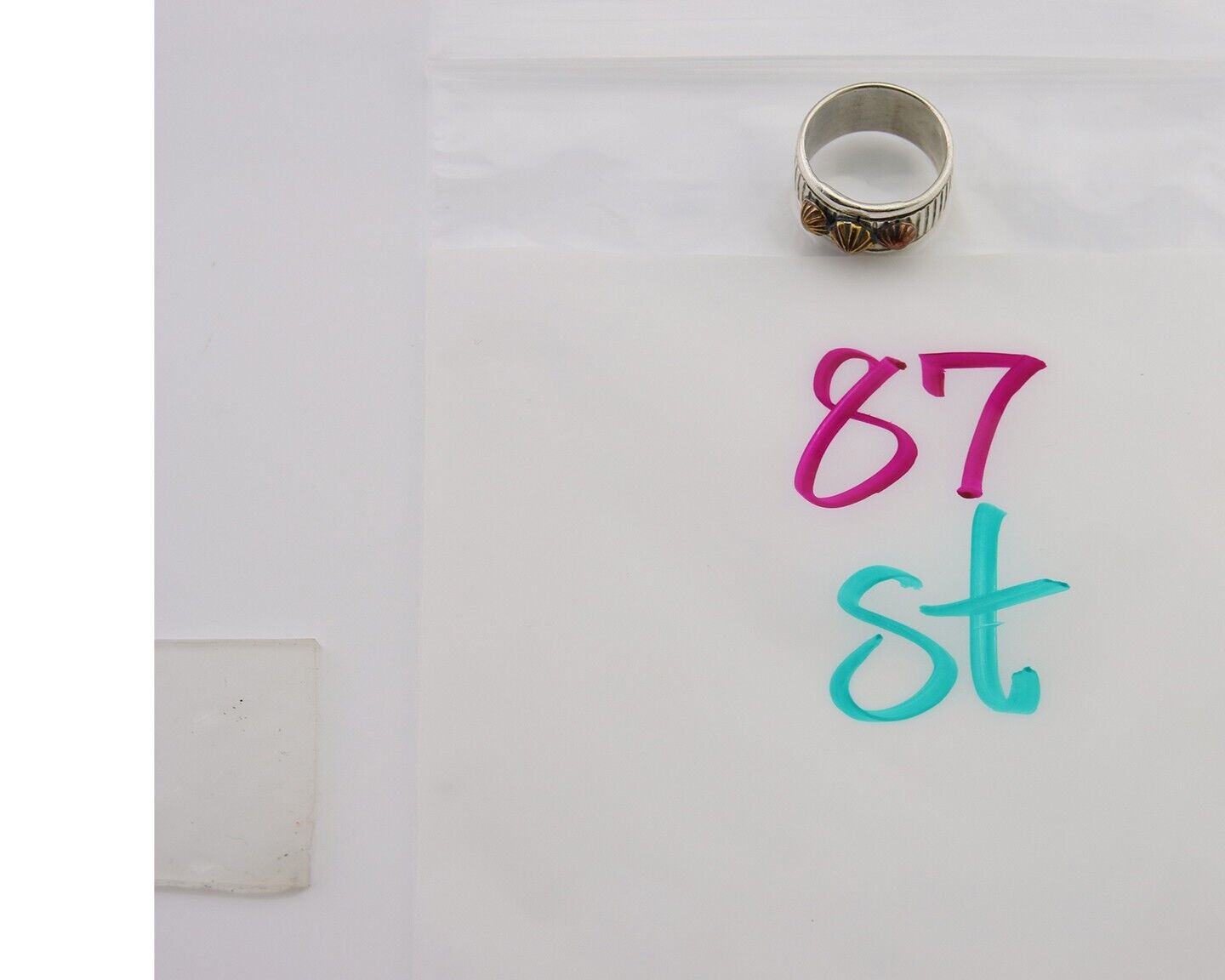 Navajo Handmade Ring 925 Silver & Gold Signed Kee Nataani C.80's