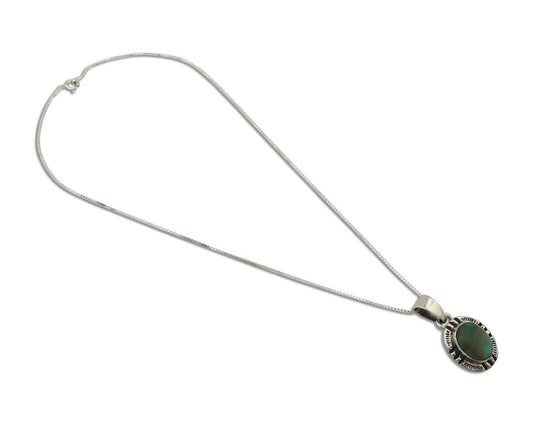 Navajo Necklace 925 Silver Arizona Turquoise Handmade Signed Gecko C.90's