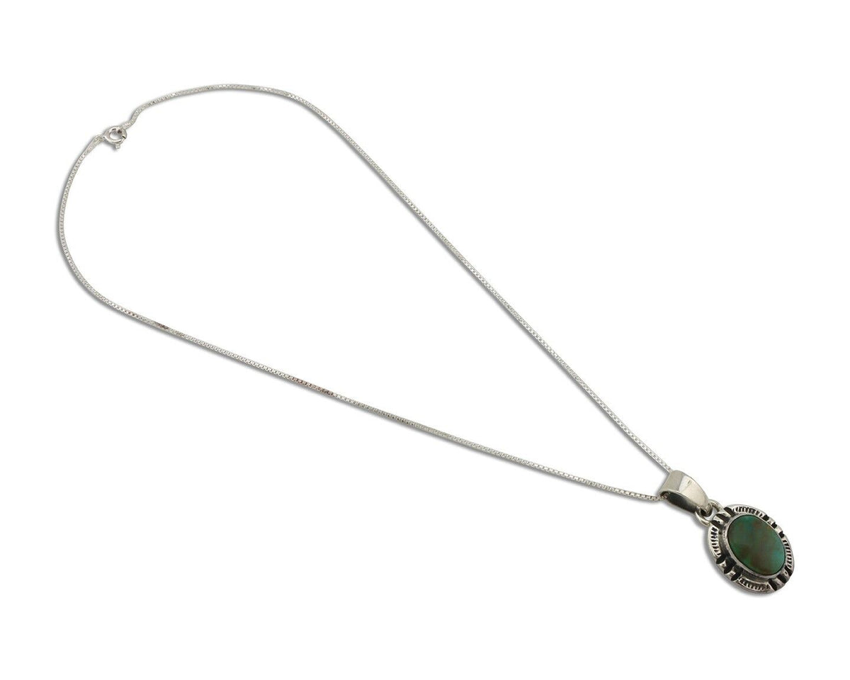 Navajo Necklace 925 Silver Arizona Turquoise Handmade Signed Gecko C.90's