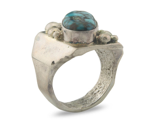 Vintage Navajo Ring 925 Sterling Authentic Turquoise Signed Sammy Begay Size 13