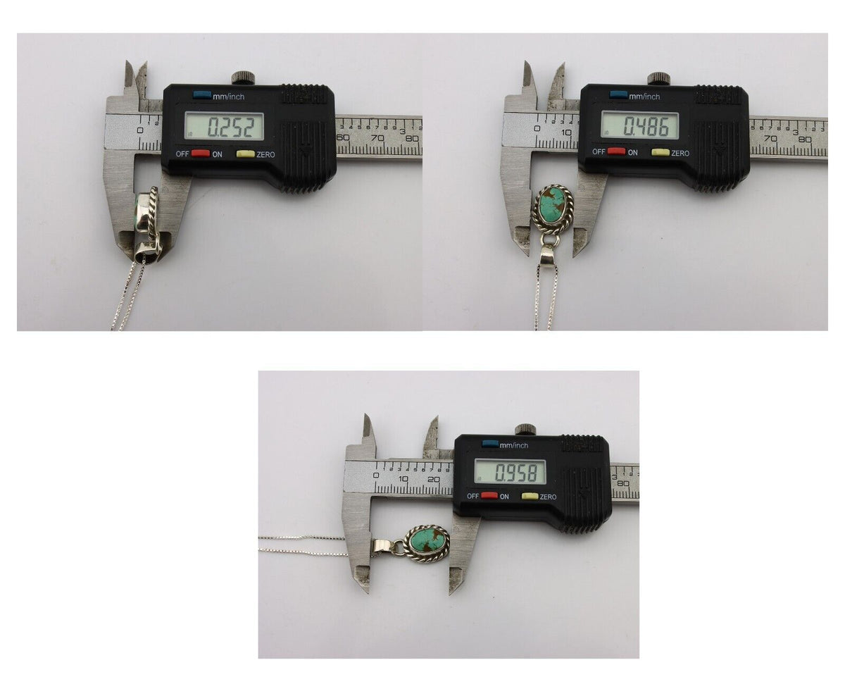 Navajo Necklace 925 Silver Natural Kingman Turquoise Native Artist C.2008