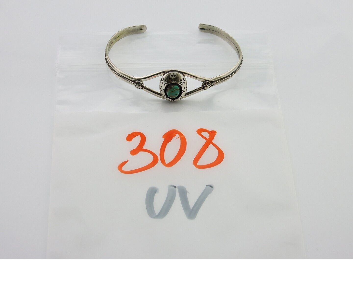 Navajo Cuff Bracelet 925 Silver Turquoise Cuff Native American Artist C.80's