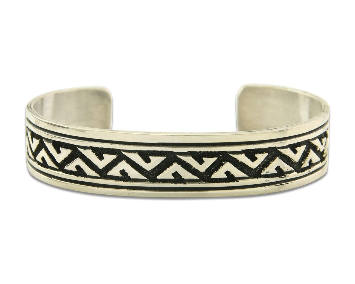 Navajo Bracelet 925 Silver Artist Signed Thomas Singer Cuff Made in the 1980's