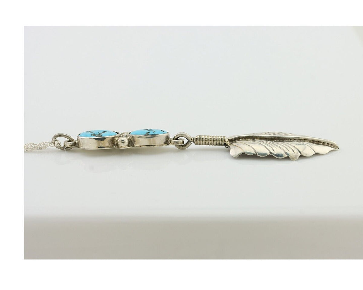 Navajo Turquoise Necklace 925 Silver Artist Signed M Montoya C.80's