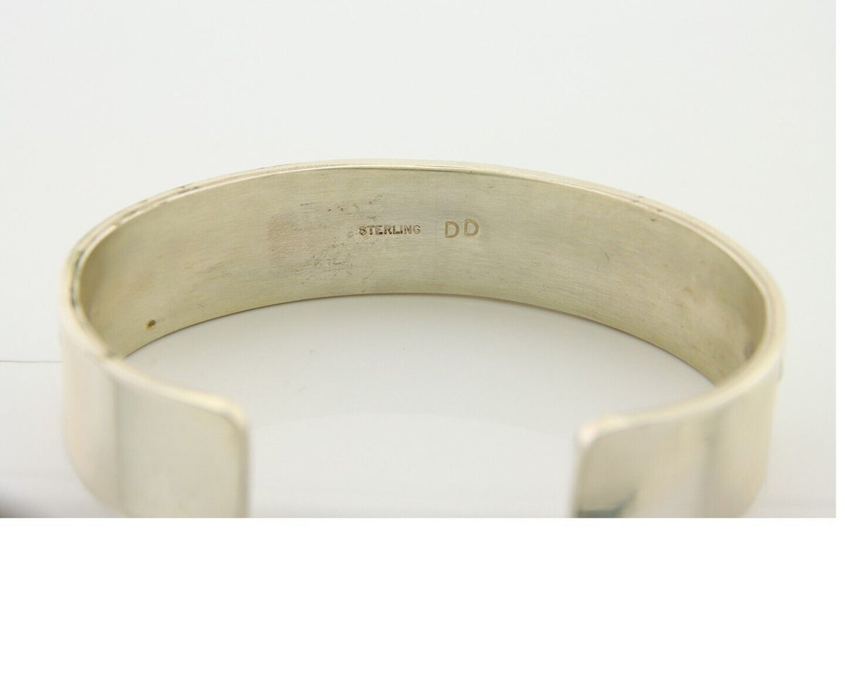 Navajo Bracelet 925 Silver Opal Cuff Artist Signed DD C.80's