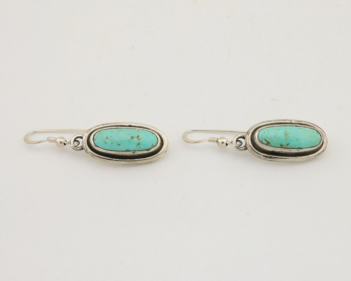Navajo Dangle Earrings 925 Silver Natural Blue Turquoise Native Artist C.80's