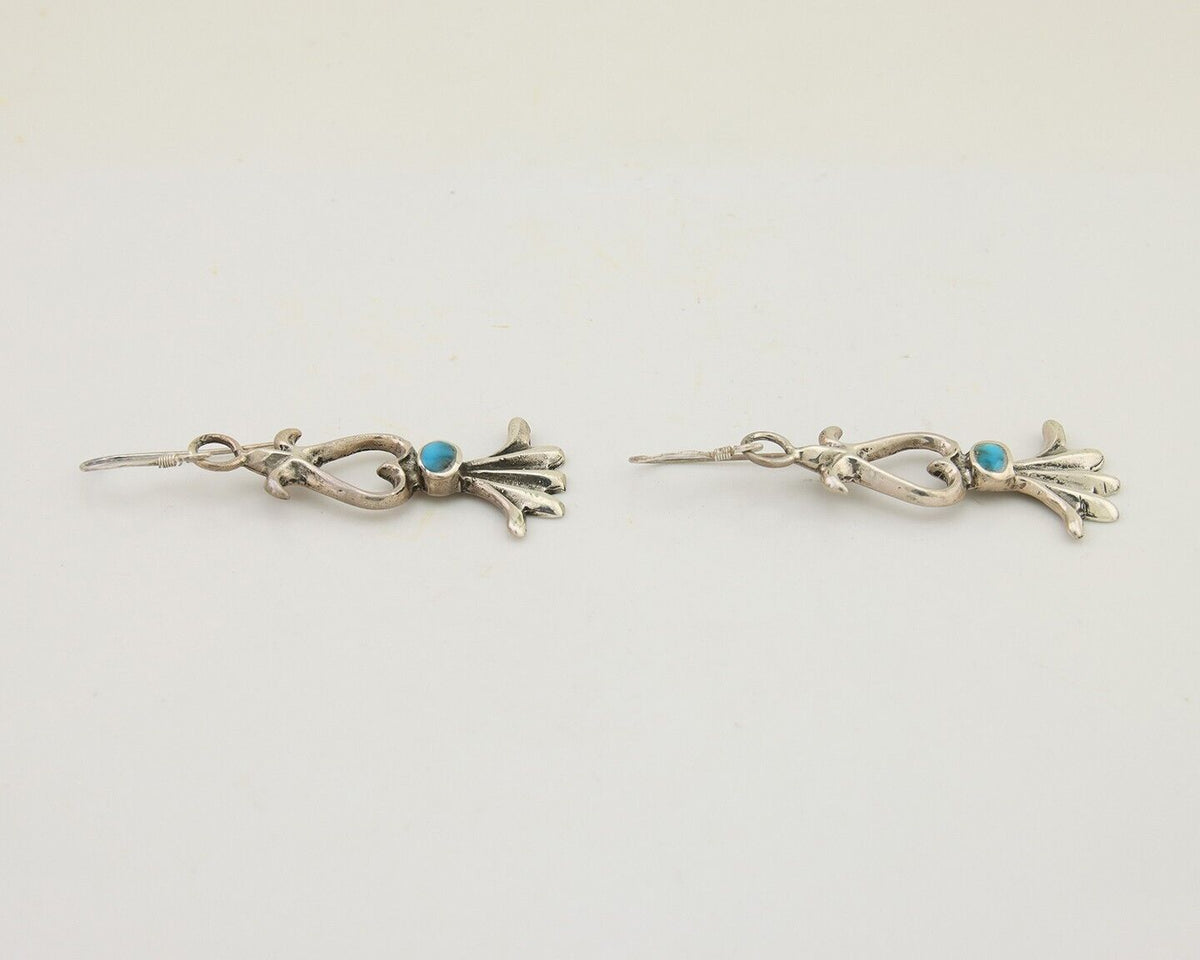 Navajo Dangle Earrings 925 Silver Blue Turquoise Native American Artist C.80's