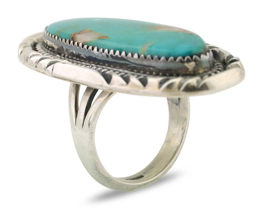 Navajo Ring 925 Silver Kingman Turquoise Artist Signed Doug Zachary C.80's