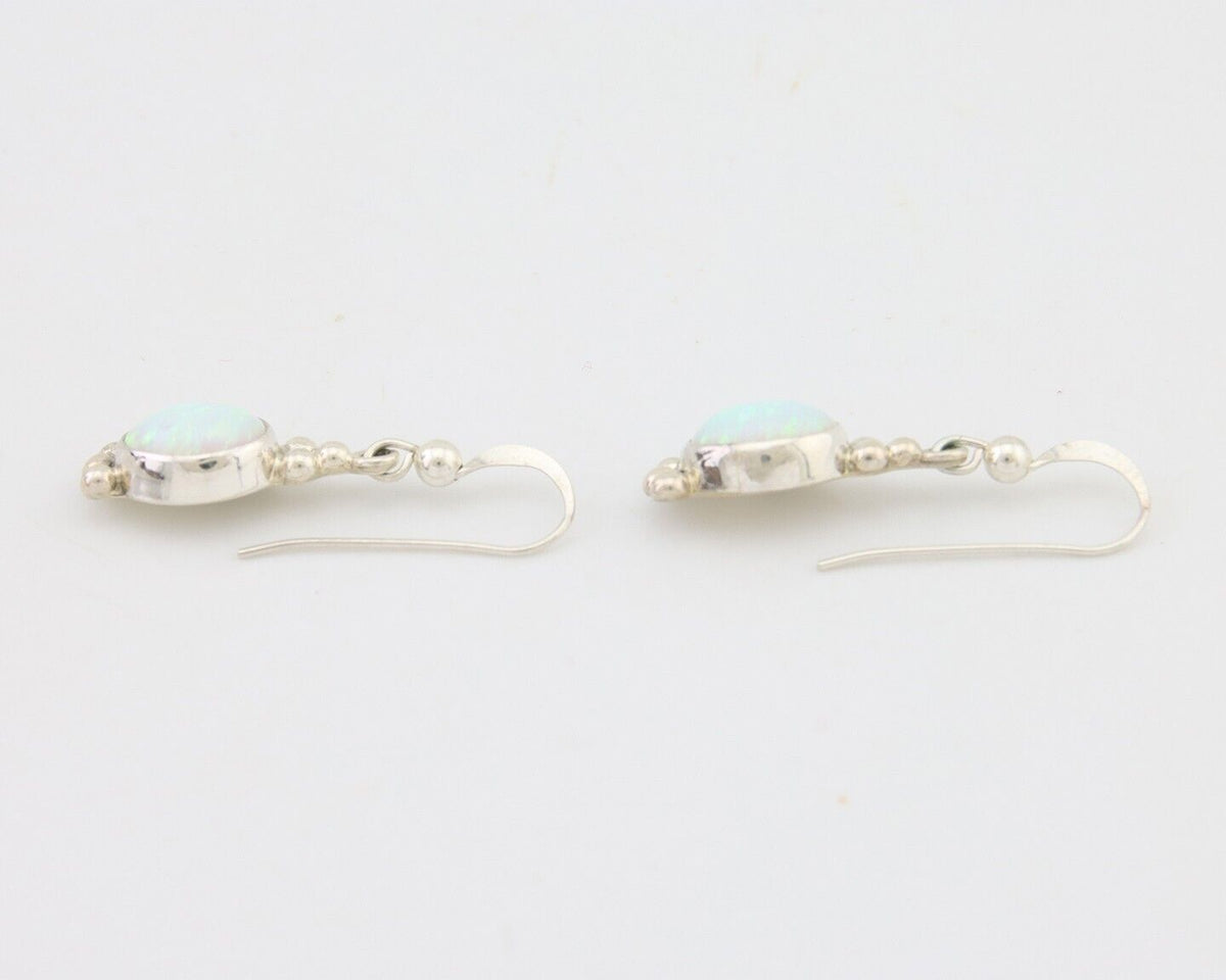 Navajo Dangle Earrings 925 Silver Natural Opal Artist Signed Montoya C.80's