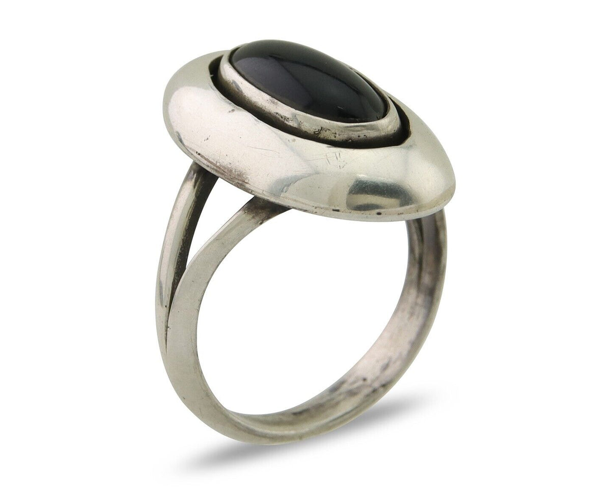 Navajo Handmade Ring 925 Silver Black Onyx Artist Signed M Montoya C.80's