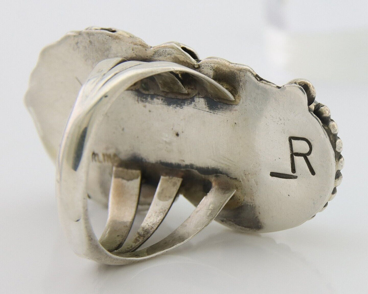 Navajo Ring 925 Silver Natural Turquoise Artist Signed LR C.80's