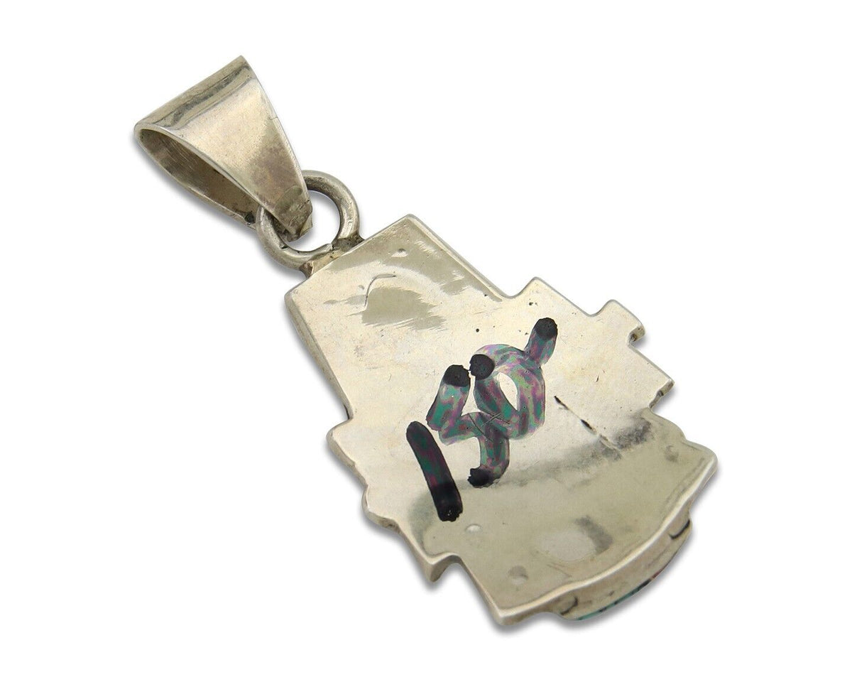 Navajo Pendant 925 Silver Natural Gemstone Handmade Native American Artist C80s