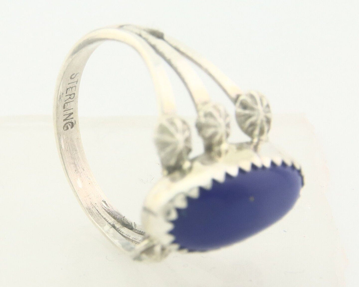 Navajo Ring 925 Sterling Natural Lapis Handmade Native Artist C.80's