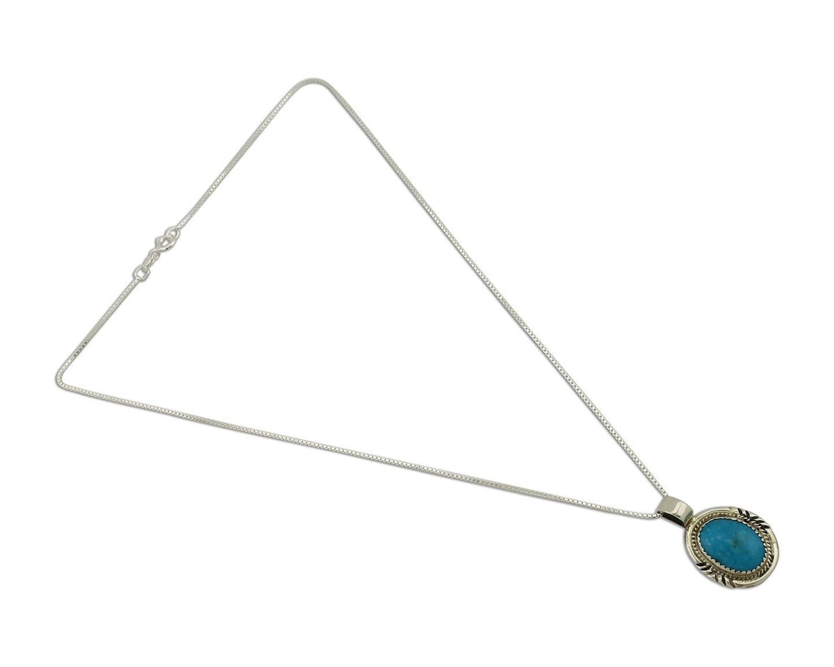 Navajo Necklace 925 Silver Kingman Turquoise Signed Anna Begay C.80's