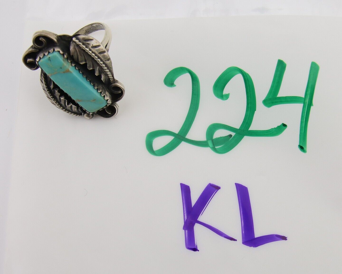 Navajo Handmade Ring 925 Silver Natural Turquoise Native Artist C.80's