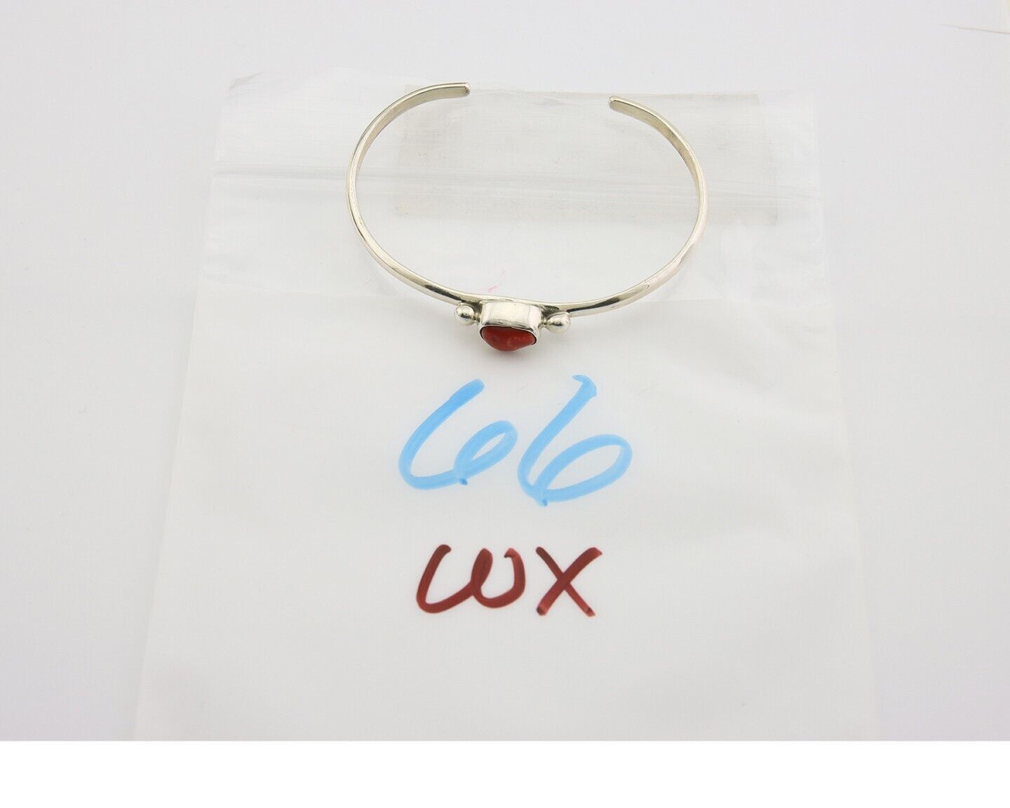 Navajo Bracelet .925 Silver Natural Red Coral Cuff Native American Artist C.80's