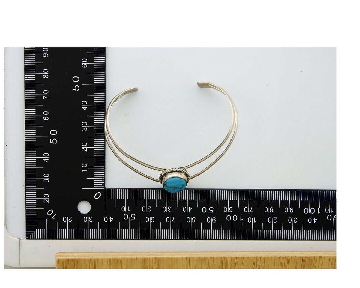 Navajo Bracelet 925 Silver Cuff Turquoise Handmade Artist Signed MC C.80's