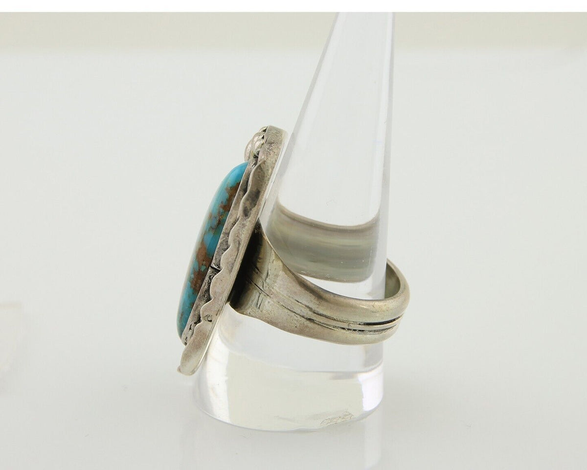Navajo Ring .925 Silver Natural Turquoise Artist Signed Zachary C.80's