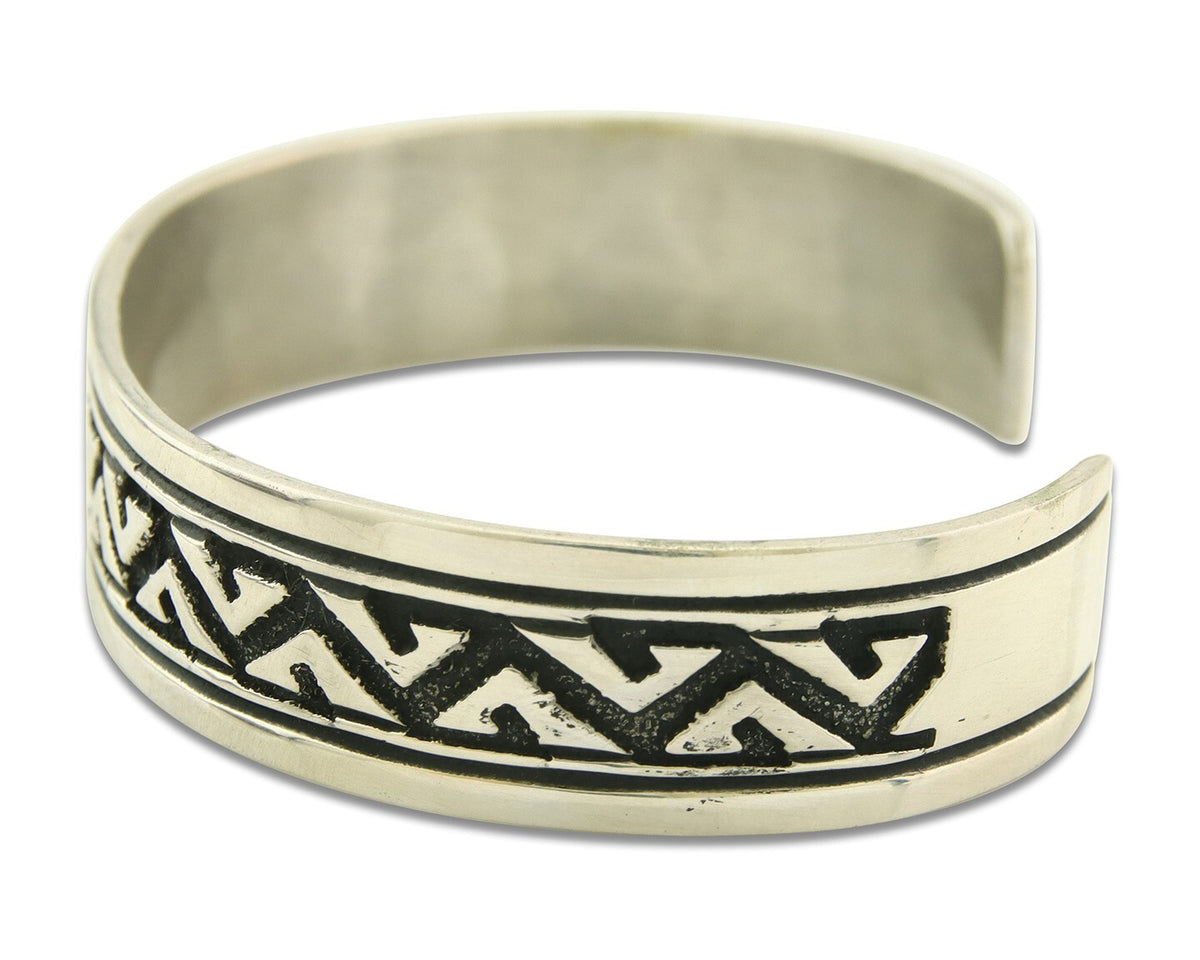 Mens's Navajo Bracelet 925 Silver Artist Signed Thomas Singer Cuff Made 1980's
