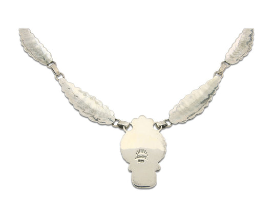 Vintage Navajo Necklace 925 Silver Coral & Turquoise Artist Signed Sunrise