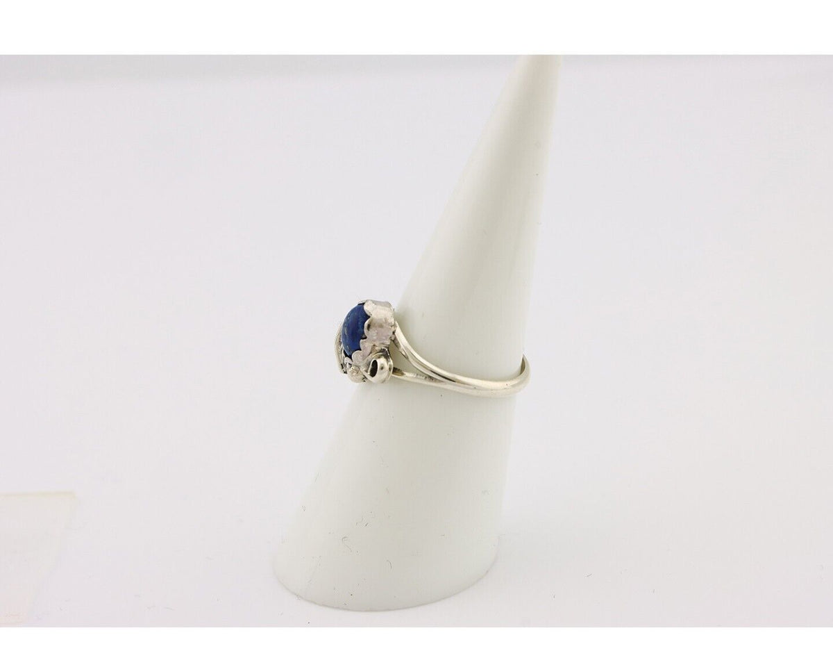 Navajo Ring 925 Silver Natural Mined Lapis Native American Artist C.80's