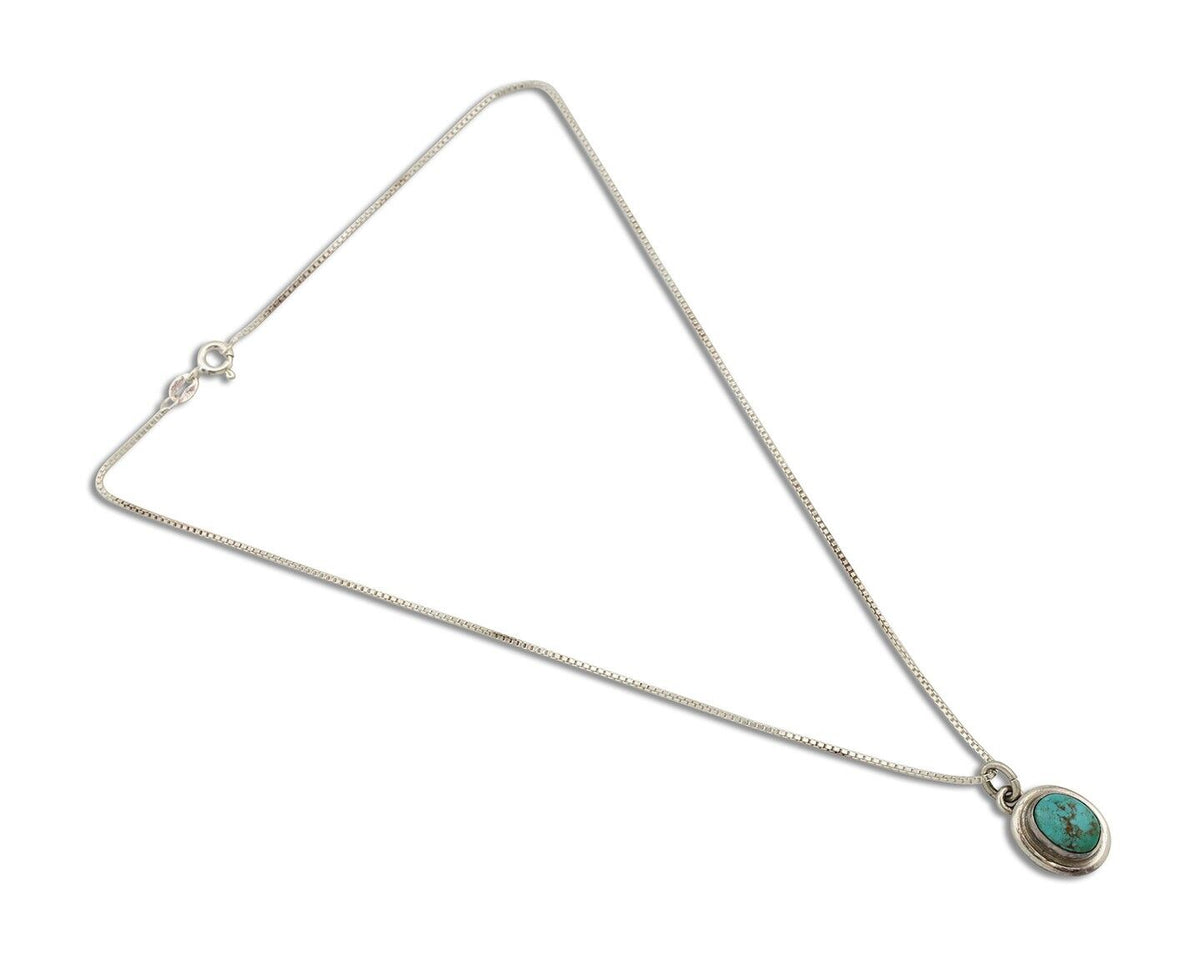 Navajo Necklace 925 Silver Natural Kingman Turquoise Native Artist C.2008