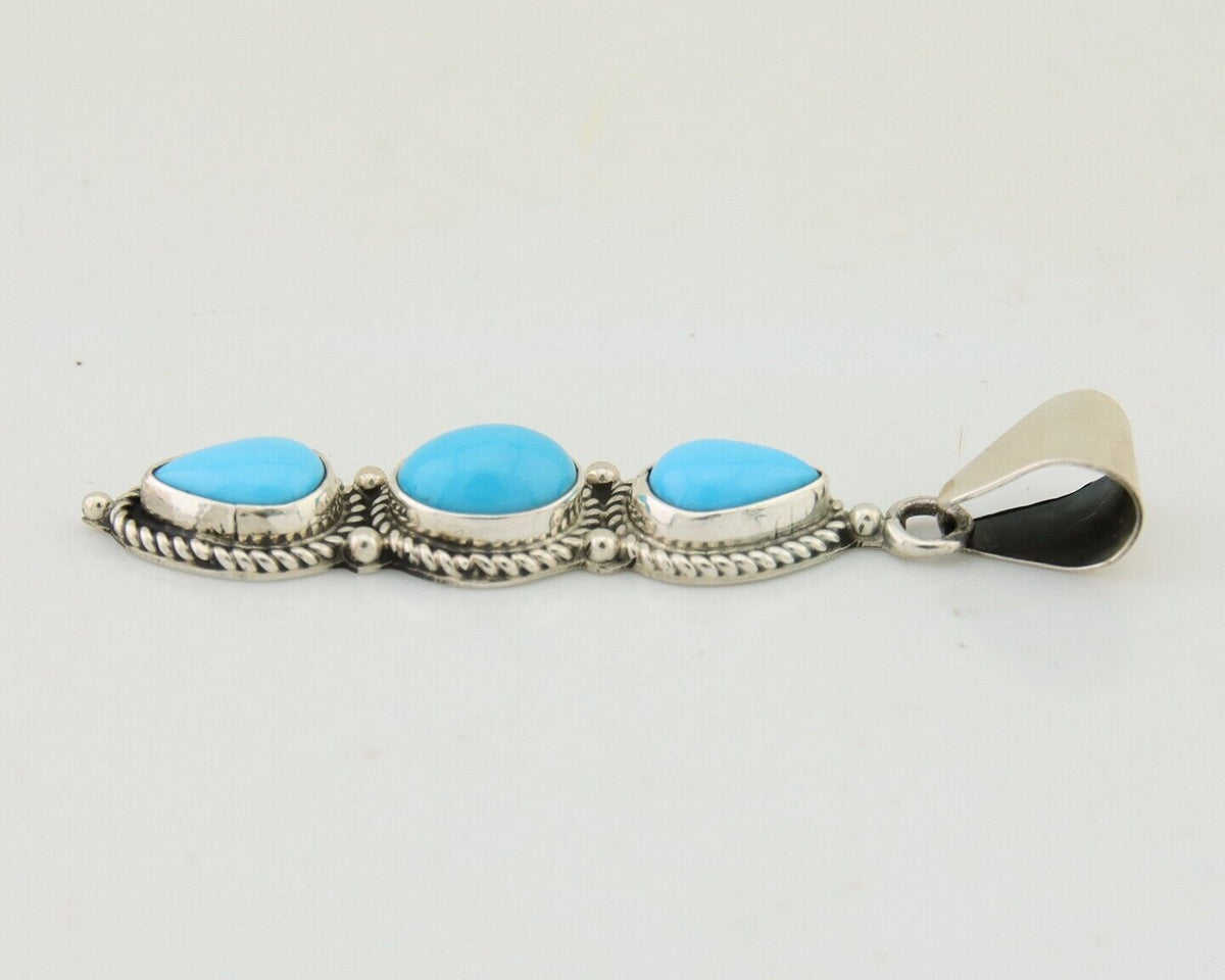 Navajo Necklace 925 Silver Natural Turquoise Artist Kathllen Chavez C.80's