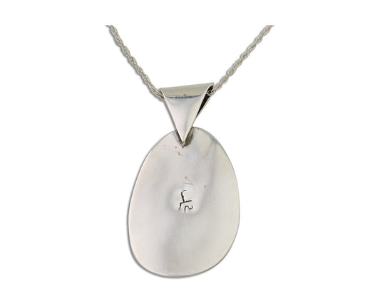 Navajo Necklace 925 Silver Natural Turquoise Artist Signed JLS? C.80's