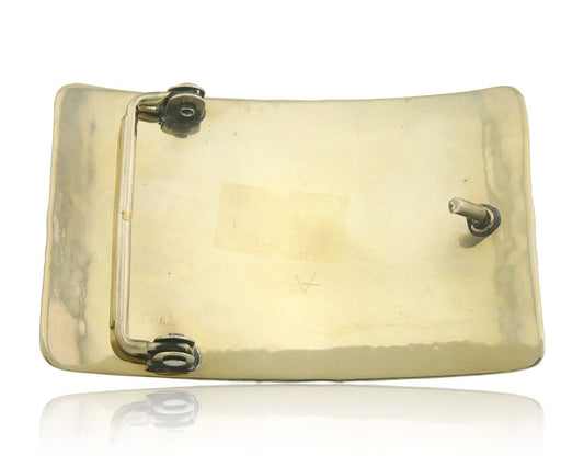 Navajo Concho Belt Buckle .999 Nickel Onyx Native American Artist 2x3 in C.80's