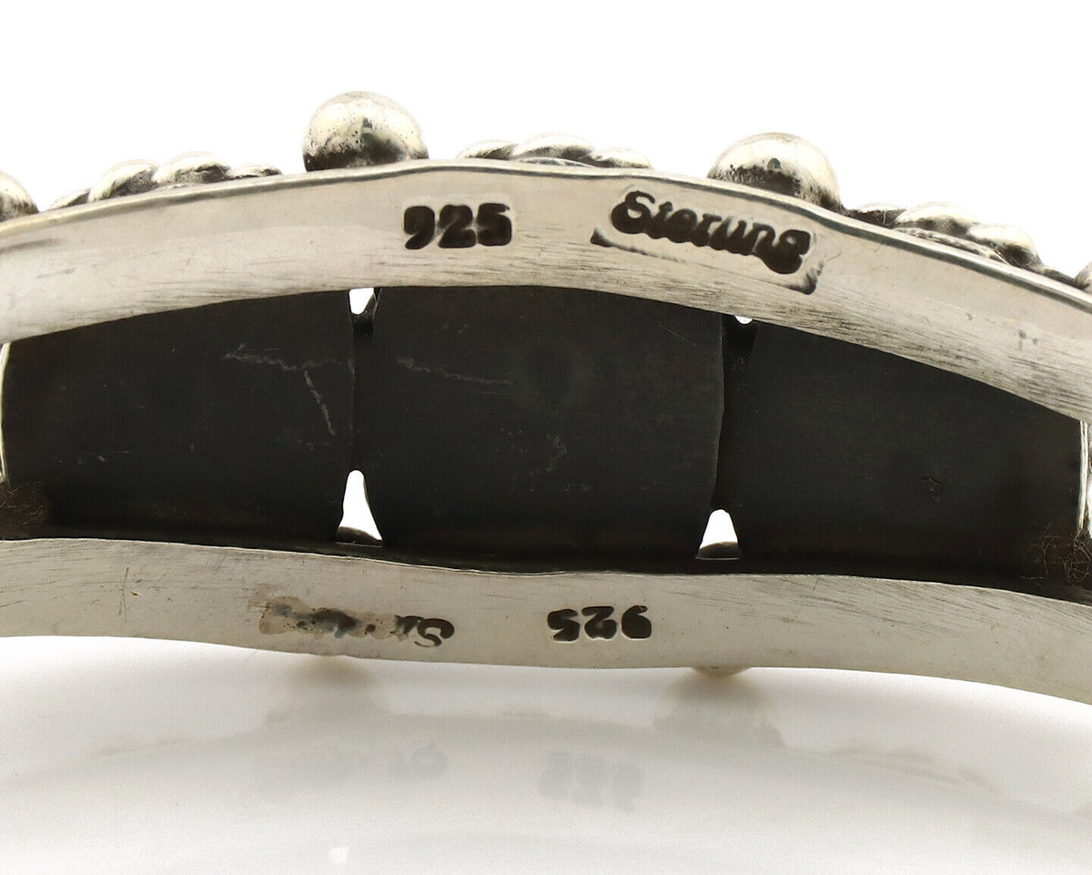 Navajo Bracelet .925 Silver Natural Red Coral Artist Native American C.1980's