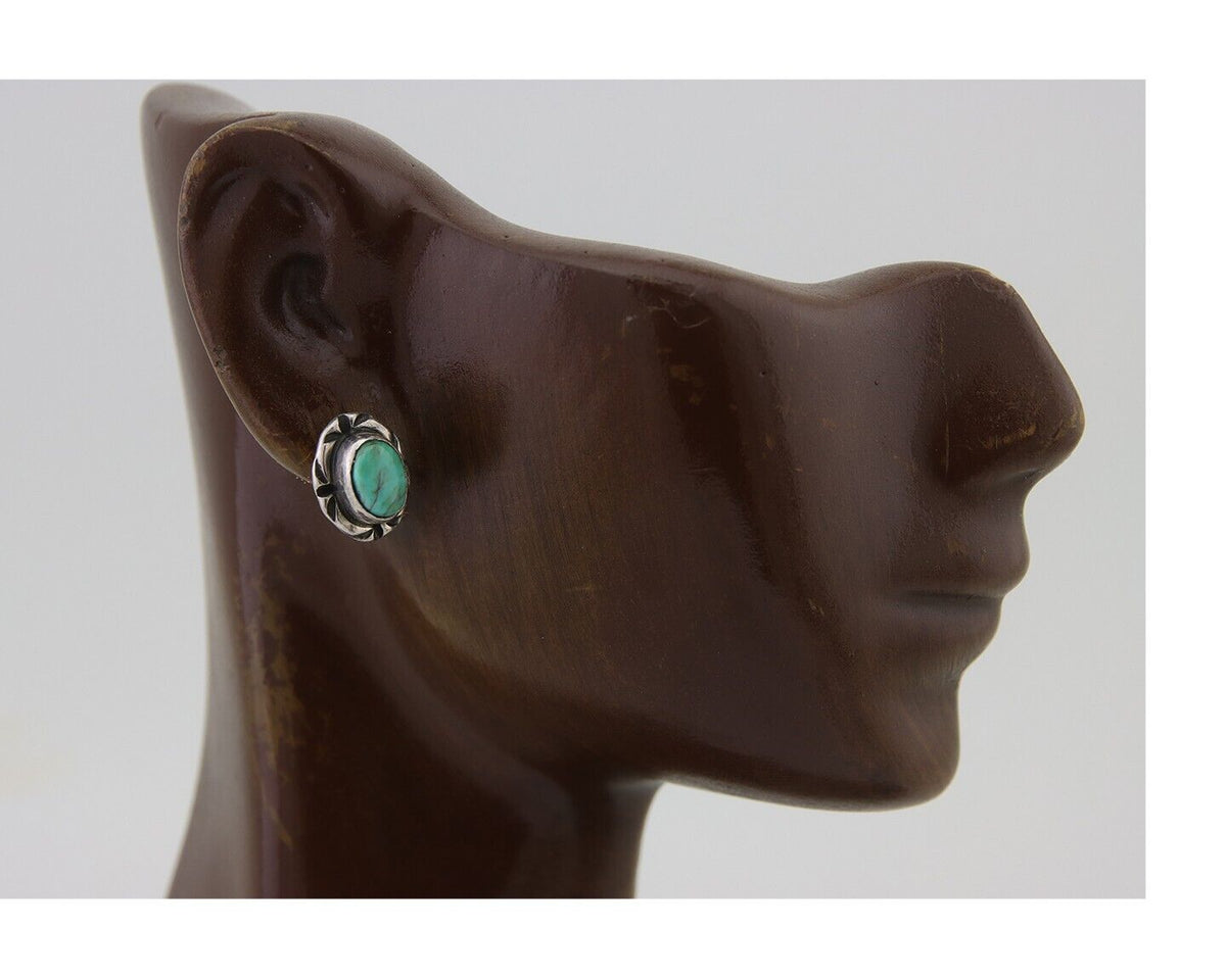 Navajo Earrings 925 Silver Turquoise Native American Artist C.80's