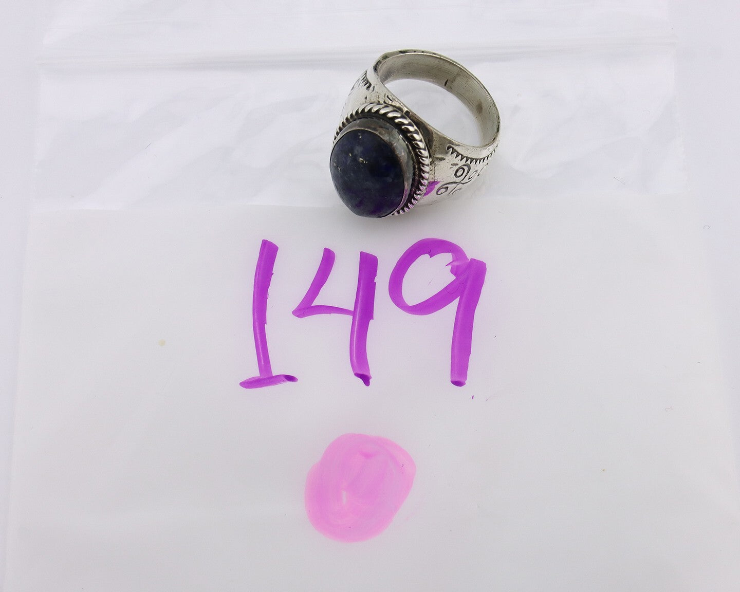 Navajo Ring 925 Silver Natural Blue Lapis Lazuli Native American Artist C.80's