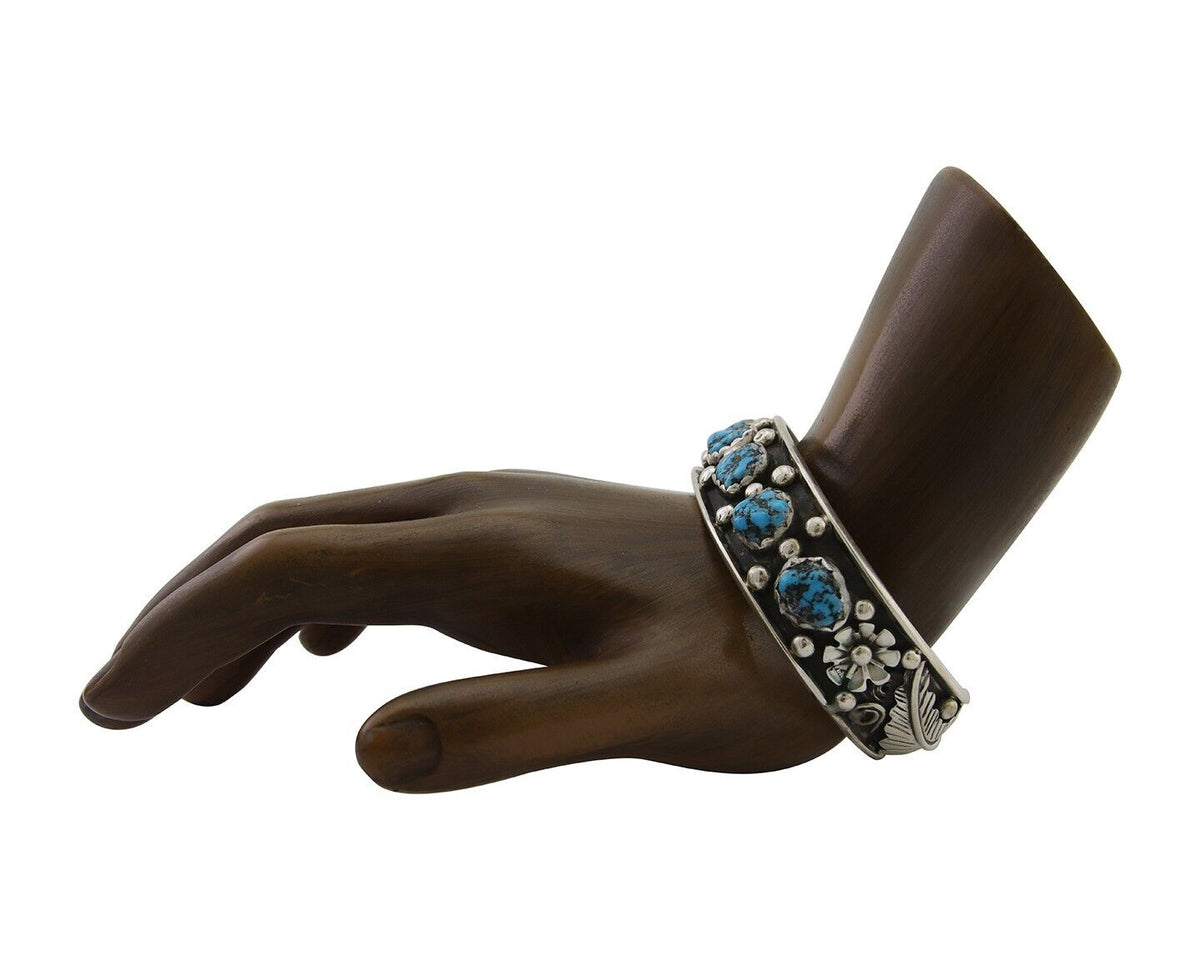 Navajo Bracelet 925 Silver Sleeping Beauty Turquoise Native American C.80's