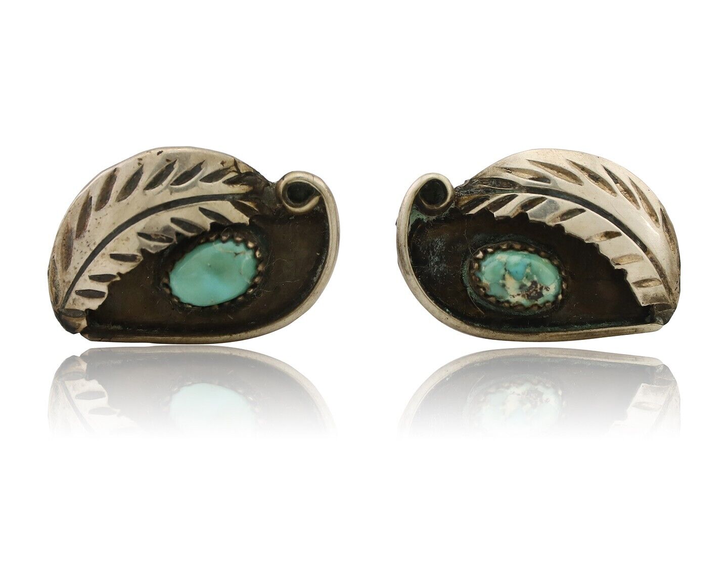 Navajo Earrings 925 Silver Natural Turquoise Native American Artist C.80's